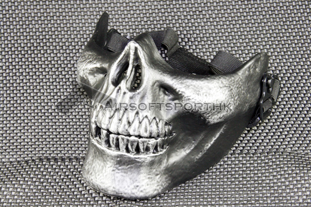 Cacique Skull Version III Half Face Silver Black Mask M03 16