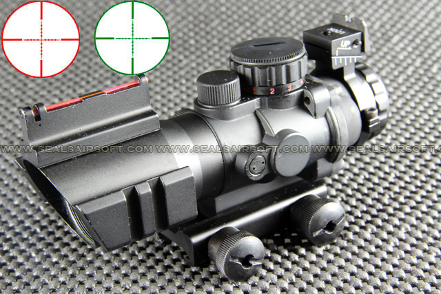 China Made 4x32 Red Green Mil-Dot Scope With Dual Rail (w/ Optical Fiber) RDS-044
