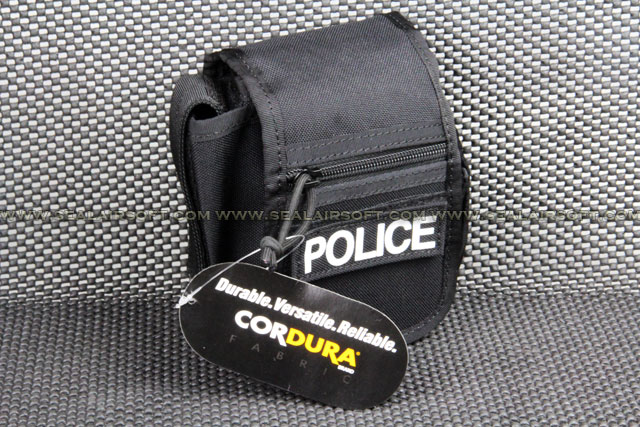 CORDURA 1000D Black Belt Pouch With Police Patch PH-019-BK