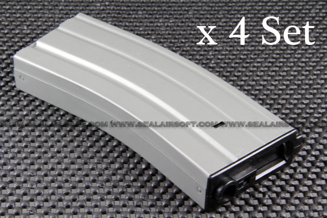 A.P.S. 300rd Hi-Cap METAL Magazine for ASR Series AEG x 4 Set (Grey)