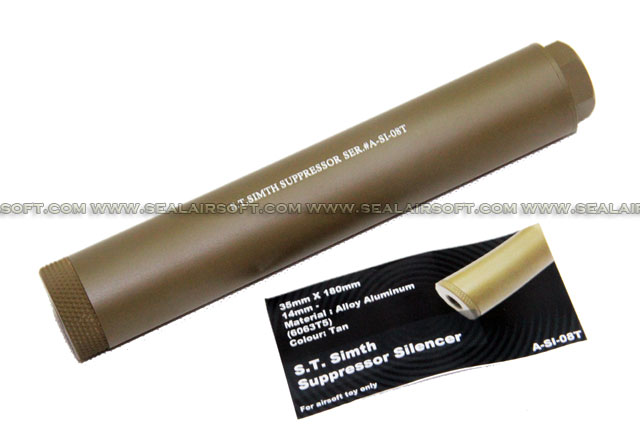 Action 180mm S.T. Simth Suppressor Barrel Extension(Tan, 14mm CCW) - AT-SI-08T