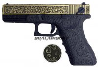 WE G18C Classic Floral Pattern GBB Pistol (Ivory Version)