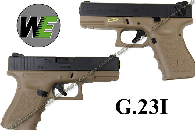 WE Metal Slide G23C Fully/Semi Auto GBB Pistol -Dark Earth - WE-GBB-G23C-DE